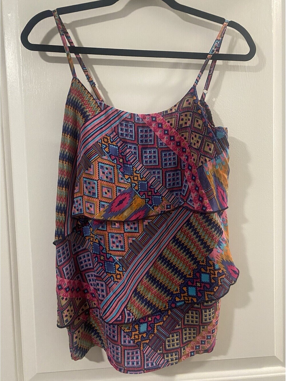 Tolani Azteca Multicolor 100% Silk Tank Top Size S/M New geometric print